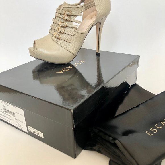 NWT Escada Peep Toe Leather Platform Heels, EU 37.5 - Picture 8 of 9